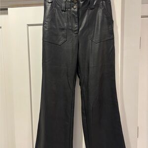 Anthropologie Maeve Cropped Wide Leg pants. Faux Leather.